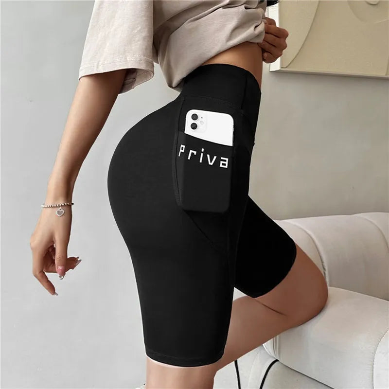 High Waist Women's Yoga Shorts - Stylish Fitness & Casual Streetwear Trousers for Active Ladies