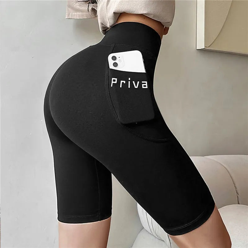 High Waist Women's Yoga Shorts - Stylish Fitness & Casual Streetwear Trousers for Active Ladies