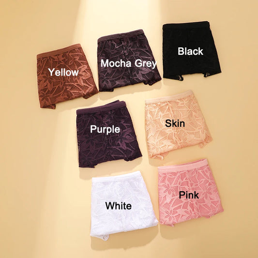 5Pcs Sexy Transparent Lace Underwear - Seamless Low-Waisted Straps Briefs for Women