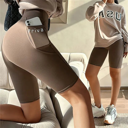 High Waist Women's Yoga Shorts - Stylish Fitness & Casual Streetwear Trousers for Active Ladies