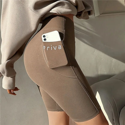 High Waist Women's Yoga Shorts - Stylish Fitness & Casual Streetwear Trousers for Active Ladies